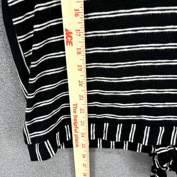 A New Day Top Womens Extra Large Black White Striped Short Sleeve open back tied - Picture 7 of 15